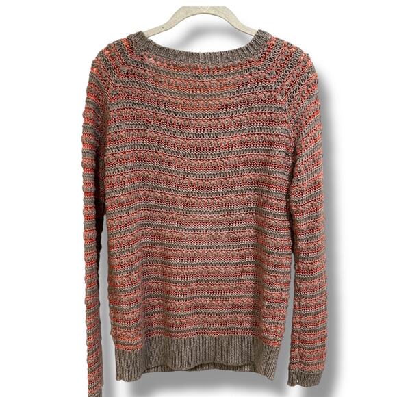 Splendid Hudson Wool Blend Orange Stripe Pullover Size Medium - Picture 5 of 12
